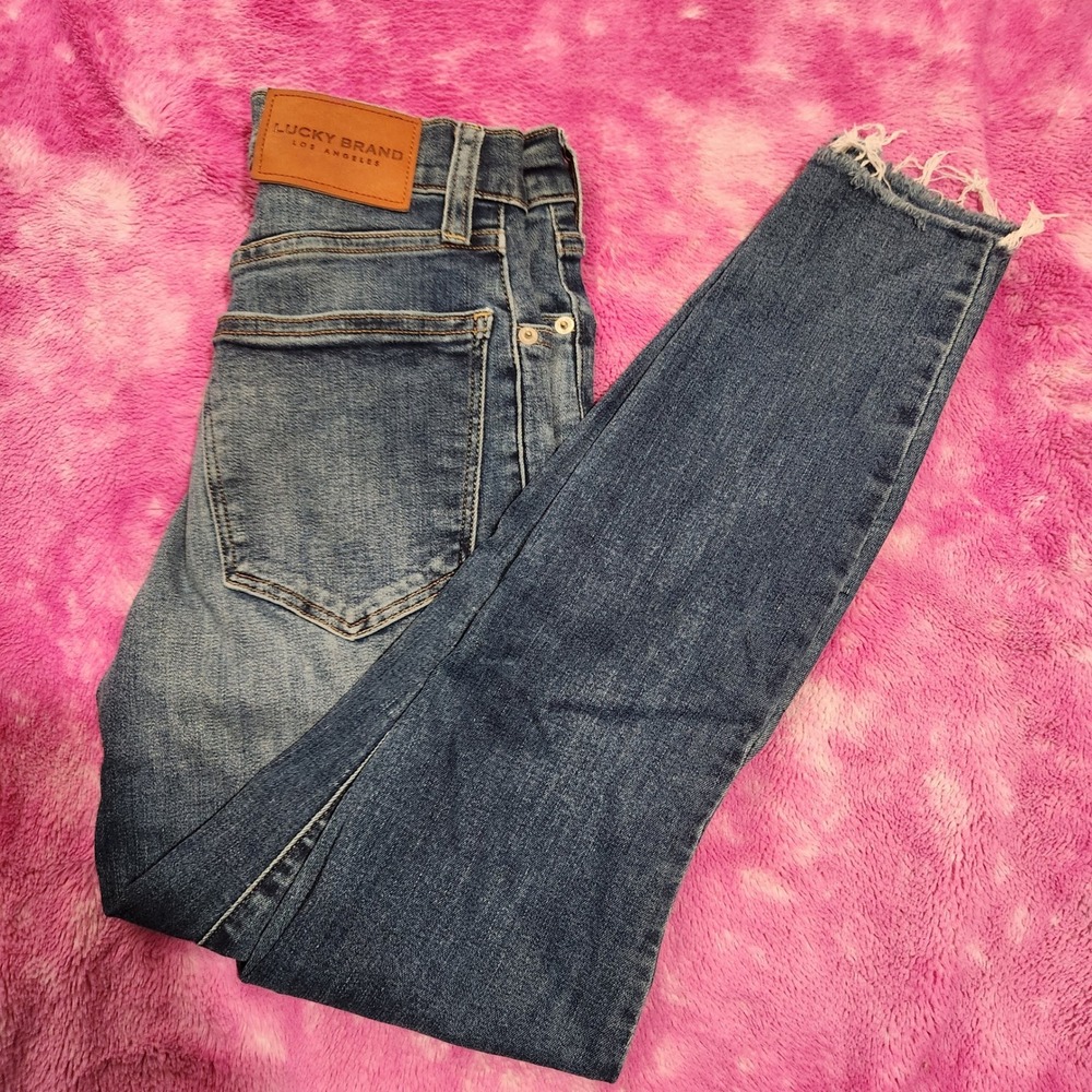 Lucky Brand High Rise Skinny‎ Bridgette Jeans Button Fly Raw Hem Women 2 26